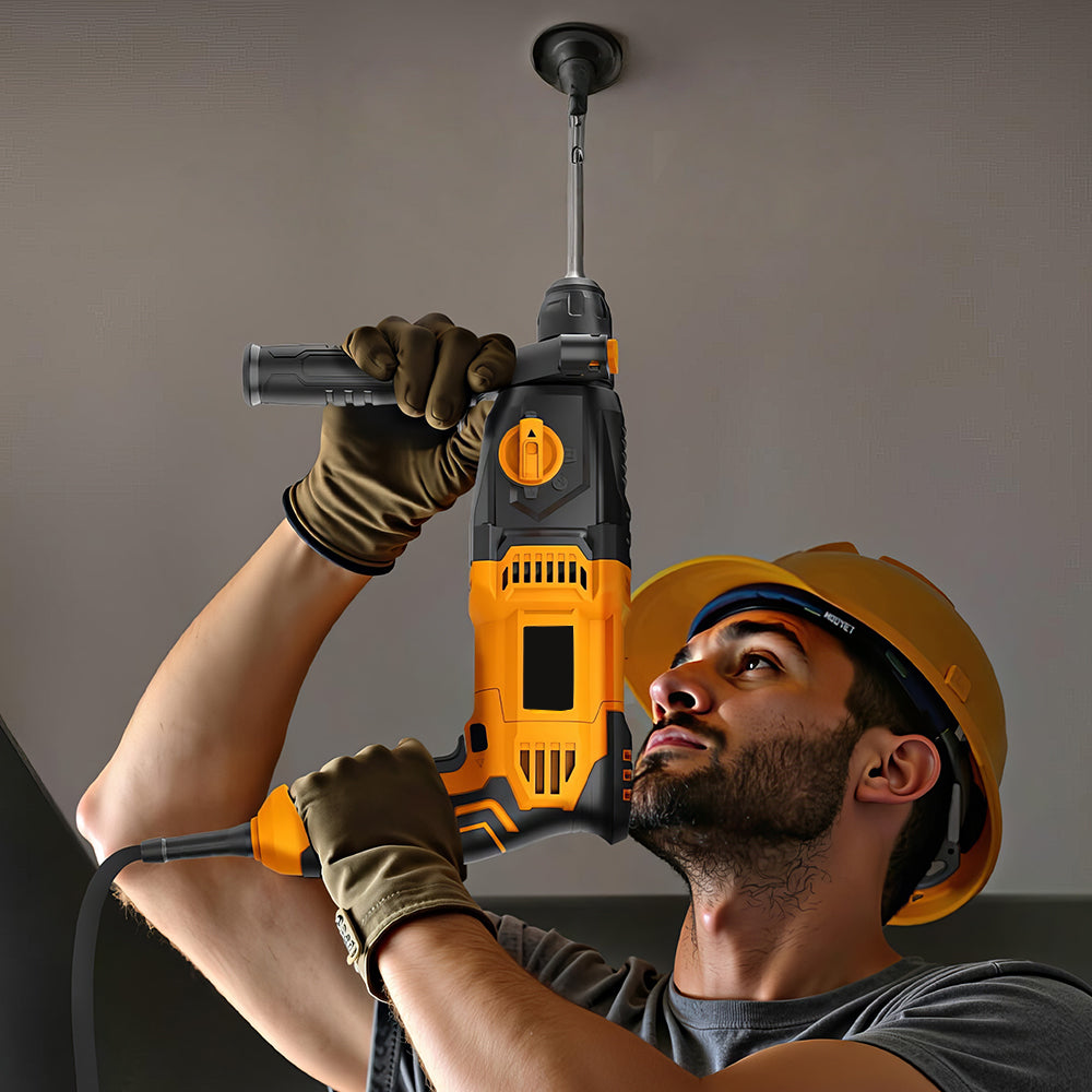 8 Amp Corded SDS-Plus Rotary Hammer Drill, 4 Modes, 800W, Heavy Duty