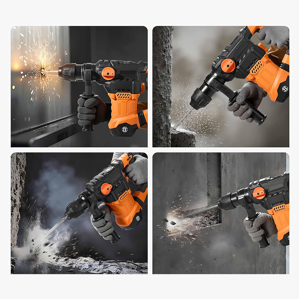 8 Amp Corded SDS-Plus Rotary Hammer Drill, 4 Modes, 800W, Heavy Duty