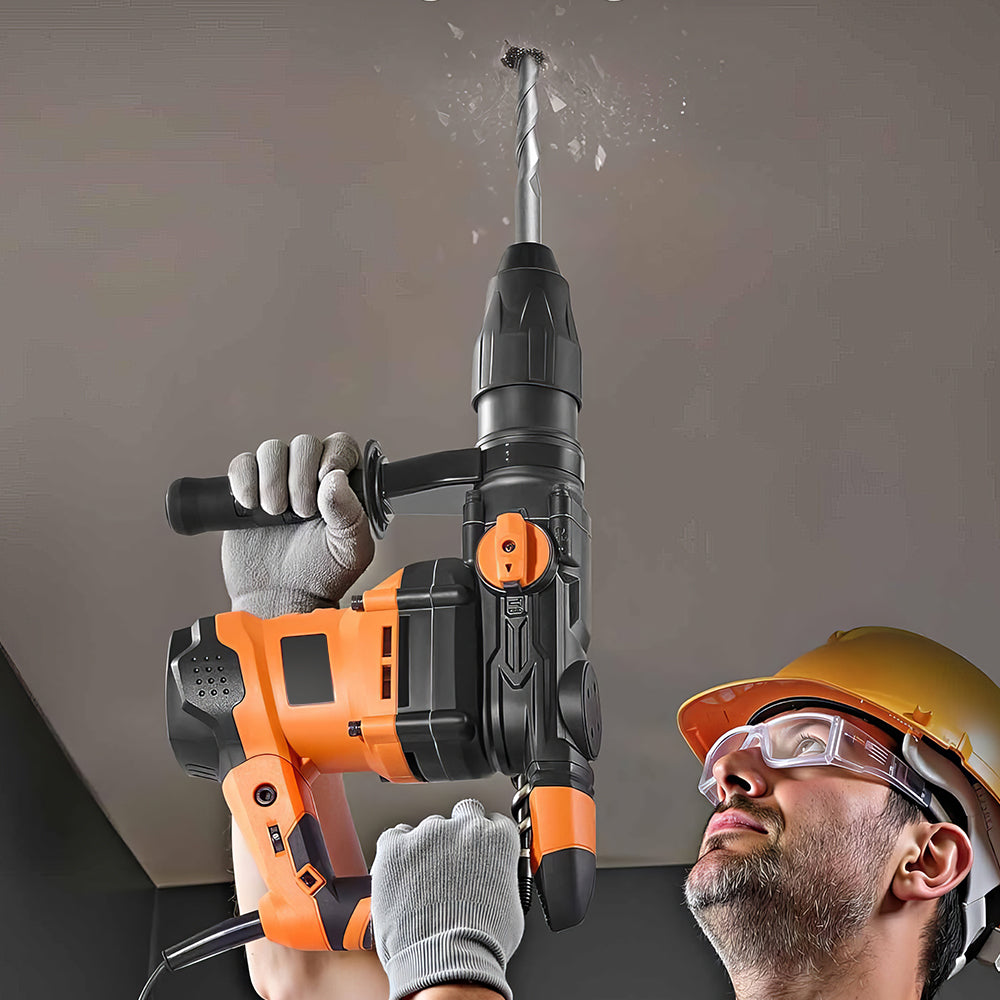 8 Amp Corded SDS-Plus Rotary Hammer Drill, 4 Modes, 800W, Heavy Duty