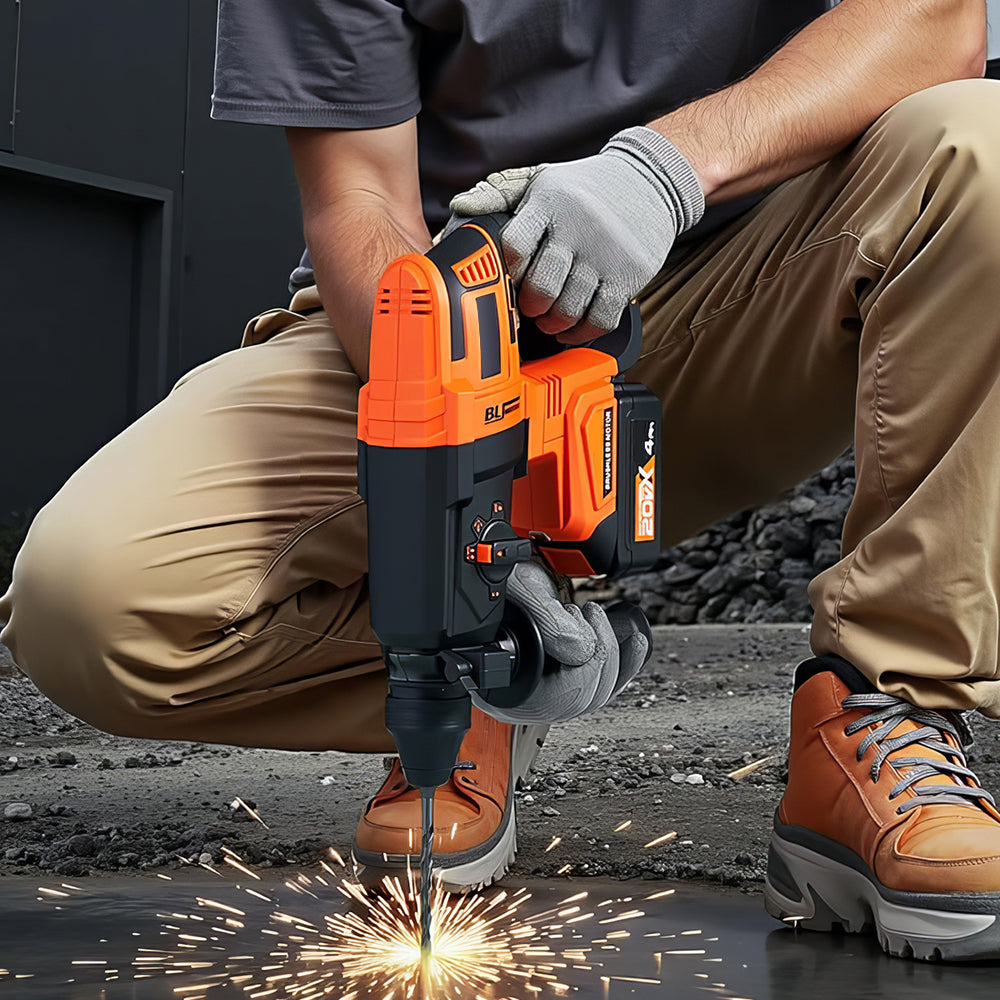 20V Brushless 1-1/8" SDS-Plus Rotary Hammer, 3J Impact, 4Ah Battery Kit