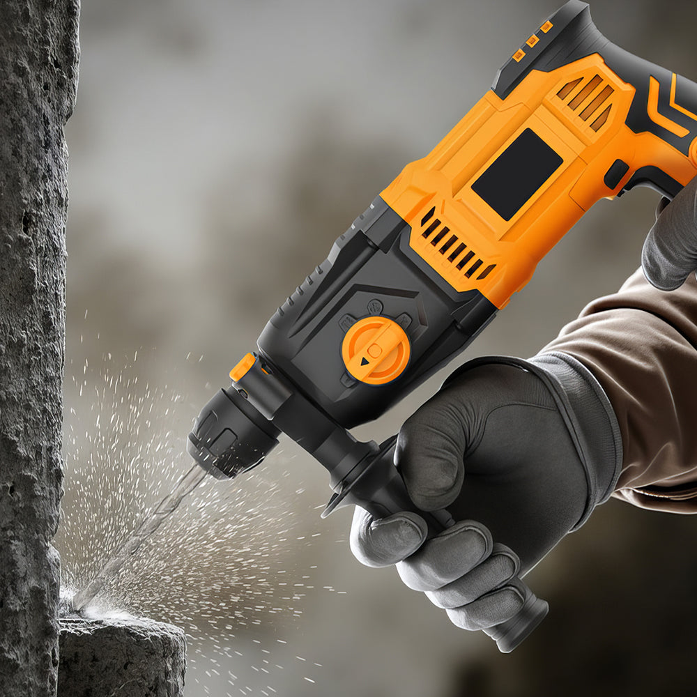 8 Amp Corded SDS-Plus Rotary Hammer Drill, 4 Modes, 800W, Heavy Duty