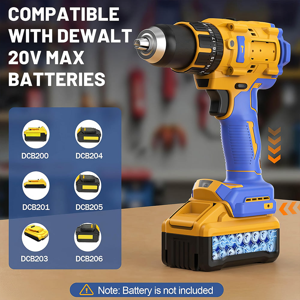 20V Brushless Cordless Hammer Drill, 1/2" Chuck, Compatible w/ Dewalt