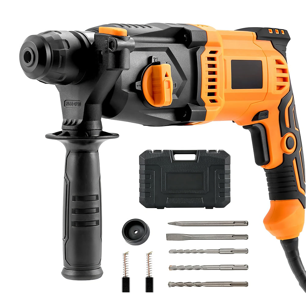 8 Amp Corded SDS-Plus Rotary Hammer Drill, 4 Modes, 800W, Heavy Duty