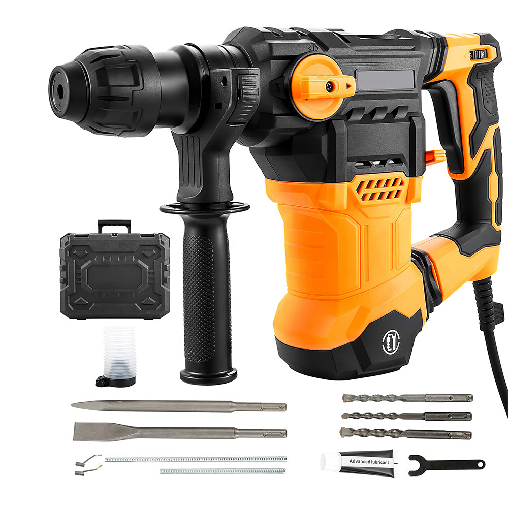 8 Amp Corded SDS-Plus Rotary Hammer Drill, 4 Modes, 800W, Heavy Duty