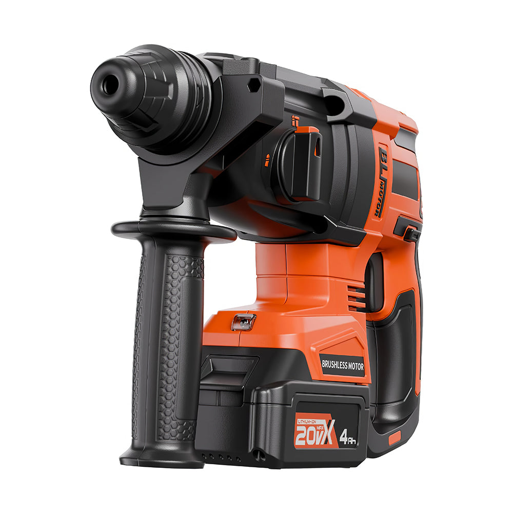 20V Brushless 1-1/8" SDS-Plus Rotary Hammer, 3J Impact, 4Ah Battery Kit